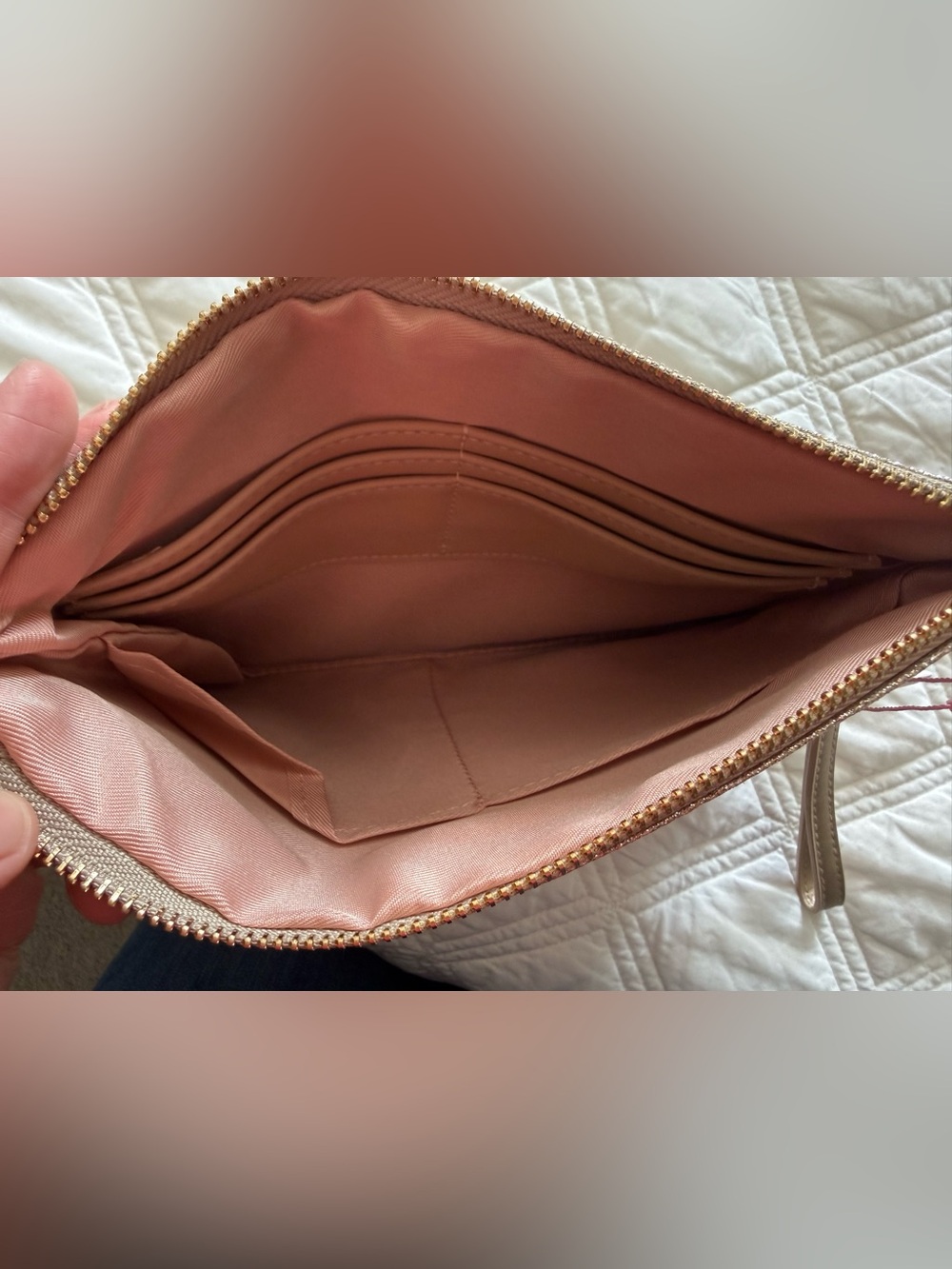 Poppy & Peonies Metallic Gold Wristlet Clutch - Picture 2 of 2